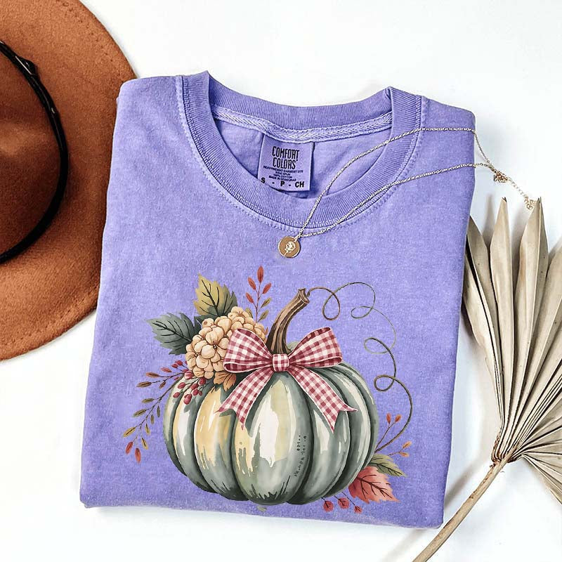 Watercolor Pumpkin Womens Halloween T-Shirt