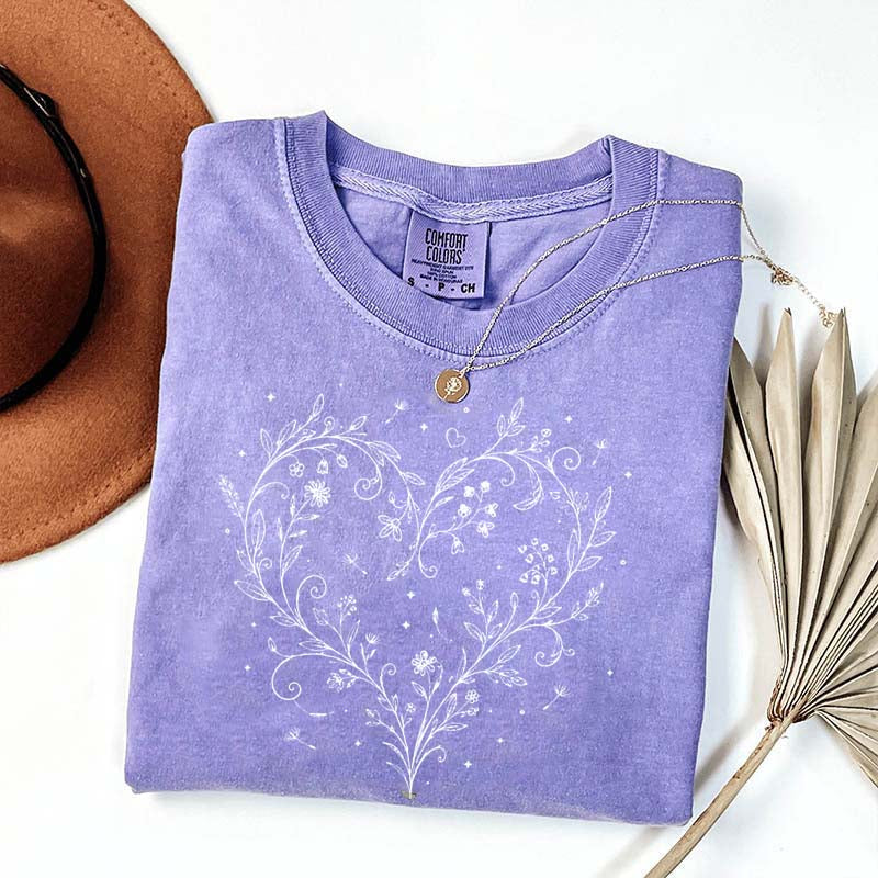 Botanical Dandelion Heart Wildflower T-Shirt