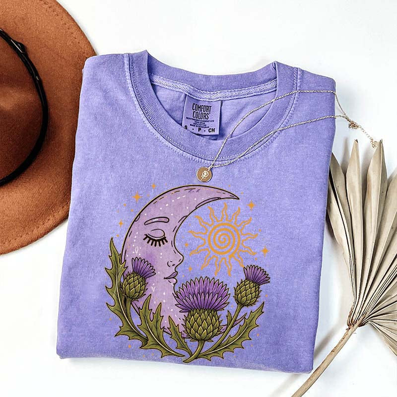 Scottish Thistle Moon Floral T-Shirt