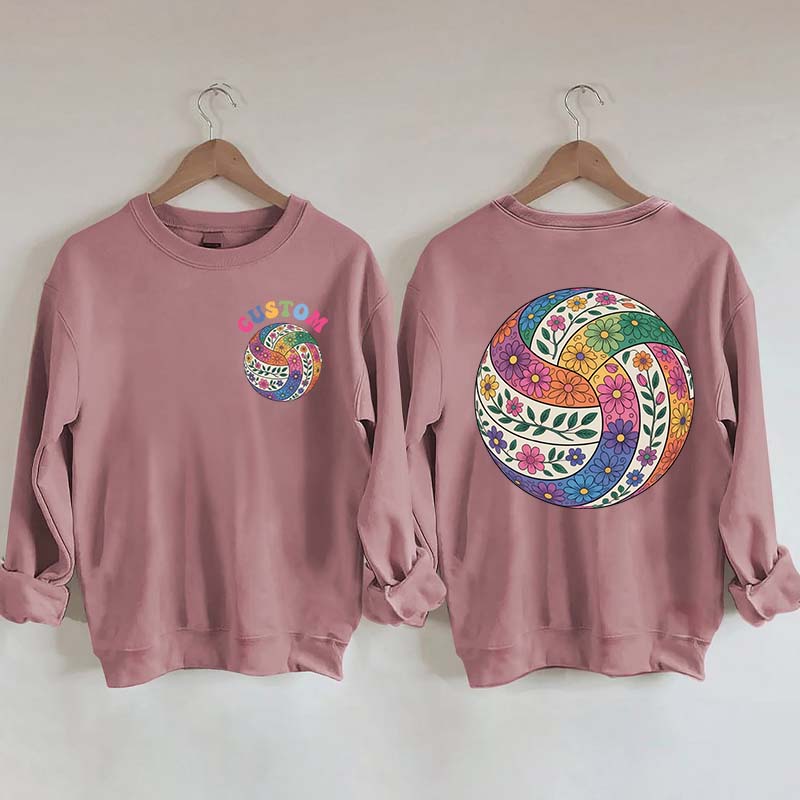 Personalized Volleyball Floral Sweatshirt