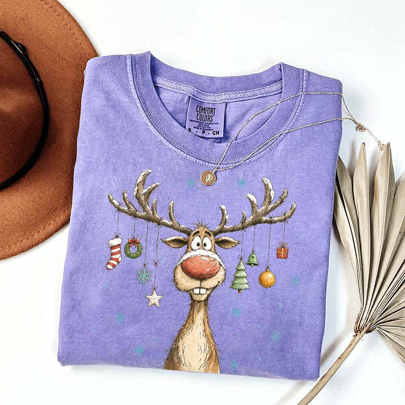 Retro Merry Christmas Retro Reindeer T-Shirt