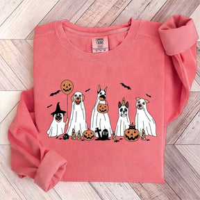 Retro Spooky Season Dog Ghost Sweatshirt
