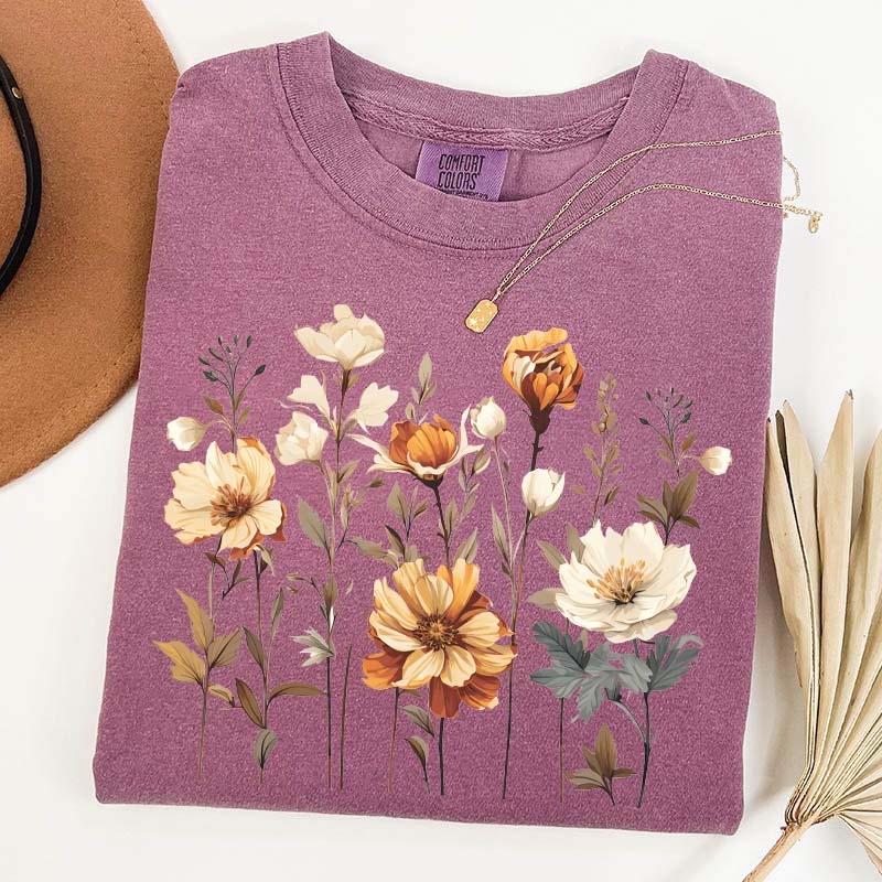 Comfort Colors Vintage Pressed Flowers Fall T-Shirt