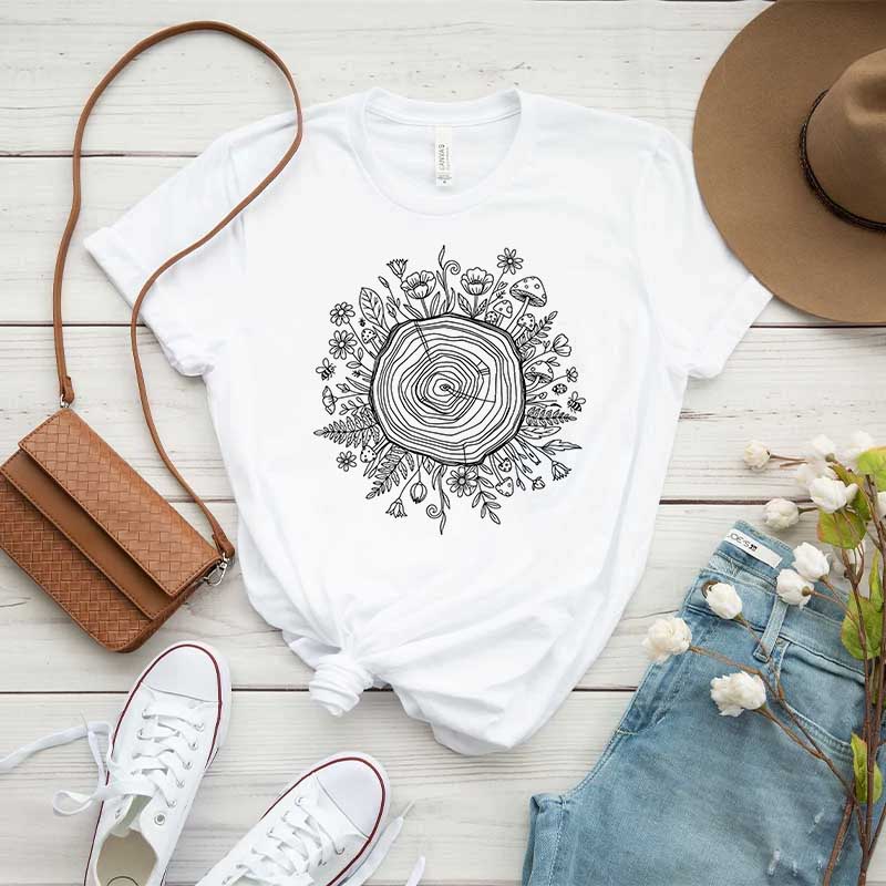 Comfort Colors Botanical Tree Ring Art T-Shirt