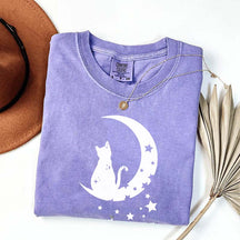 Floral Moon Cat T-Shirt