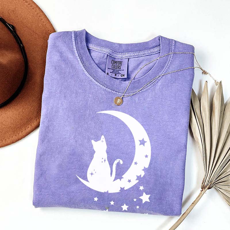 Floral Moon Cat T-Shirt