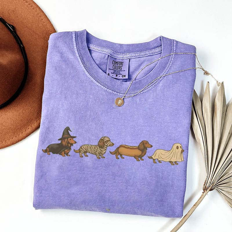Vintage Art Dachshund Halloween T-Shirt