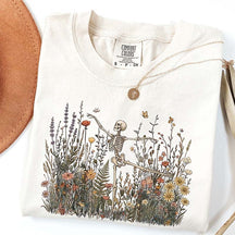 Skeleton Dancing Arabesque Wildflower Botanical Floral T-Shirt