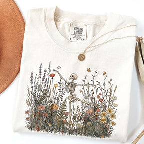 Skeleton Dancing Arabesque Wildflower Botanical Floral T-Shirt