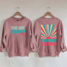 You Are Enough Vintage Retro Rainbow Sweatshirt