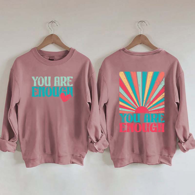 You Are Enough Vintage Retro Rainbow Sweatshirt
