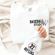Personalize Baseball Mom Kids Name On Sleeve Sweatshirt