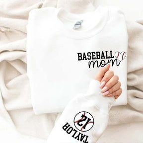 Personalize Baseball Mom Kids Name On Sleeve Sweatshirt