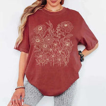 Boho Vintage Pressed Flowers Botanical T-Shirt