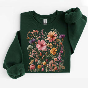 Vintage Pressed Flowers Pink Wildflowers Sweatshirt