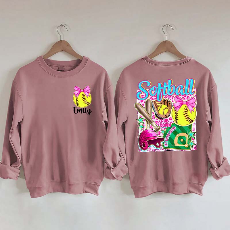 Personalized Softball Coquette Sweatshirt