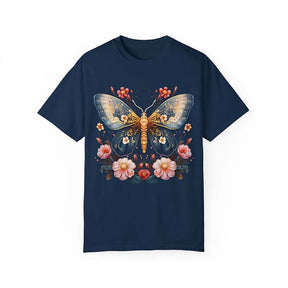 Celestial Moth Butterfly Pink Flowers T-Shirt