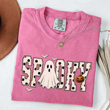 Retro Spooky Halloween Ghost White Dots T-Shirt