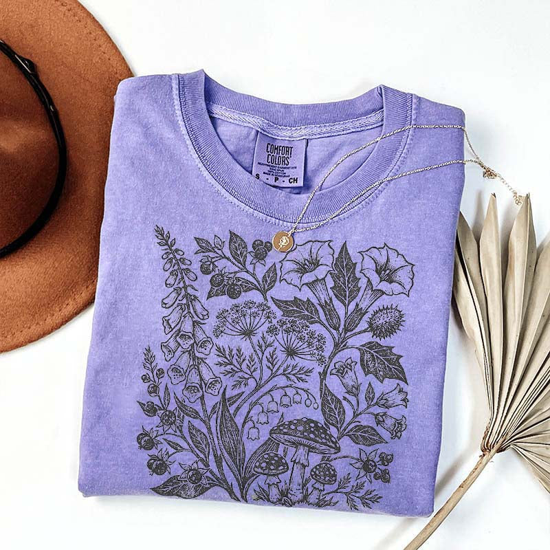 Retro Poisonous Plants Dark Academia Botanical T-Shirt