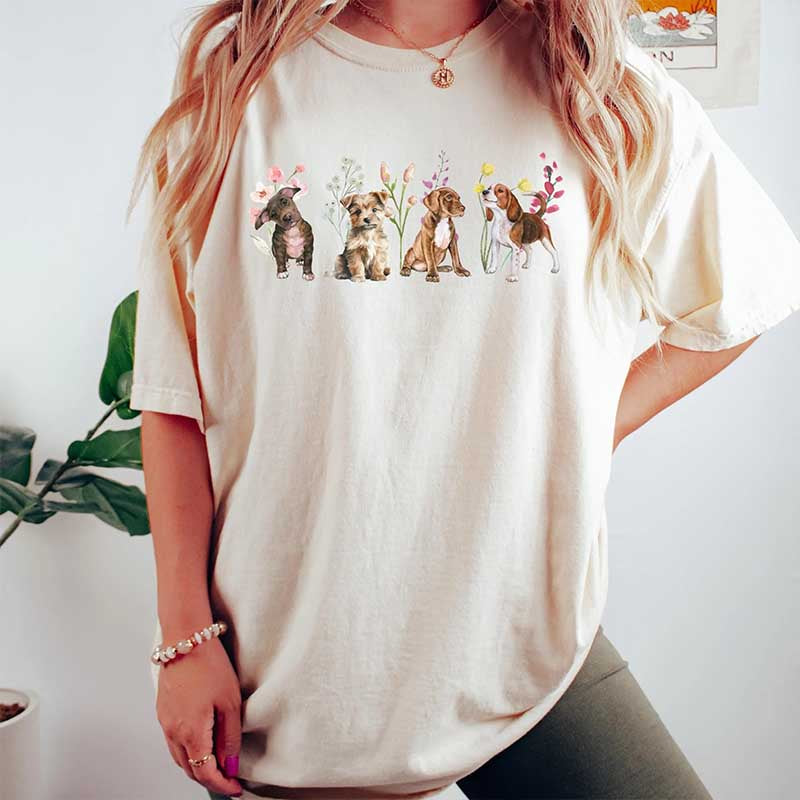 Boho Cottagecore Cute Dog Lover T-Shirt