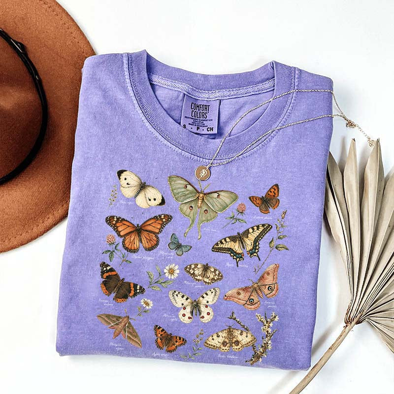 Vintage Butterfly Botanical Chart Moth T-Shirt