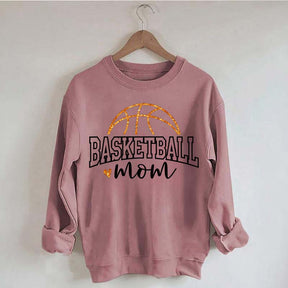 Glitter Basketball Mom Printed Sweatshirt