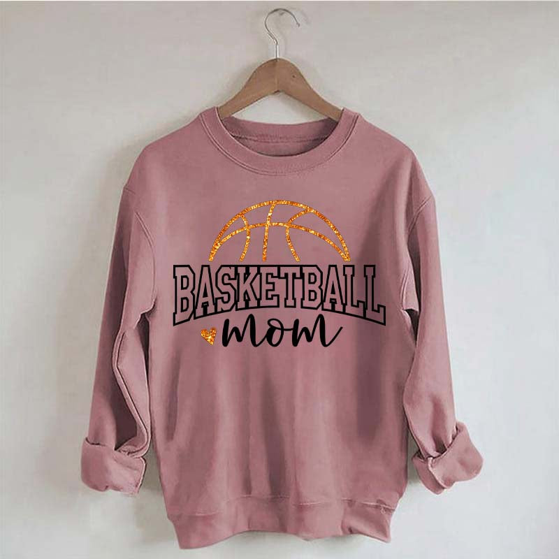 Glitter Basketball Mom Printed Sweatshirt