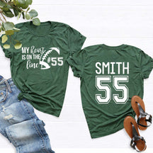 Custom Heart On The Line Football T-Shirt