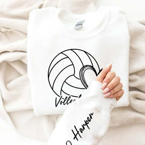Personalized Volleyball Mom Name On Sleeve Sweatshirt