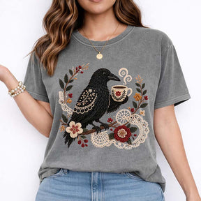 Boho Bird Crow Coffee Lover T-Shirt