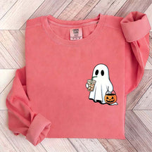 Cute Ghost Drinking Iced Coffee Sweatshirt