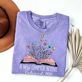Floral Teachers 'A New Chapter Begins' Retired T-Shirt