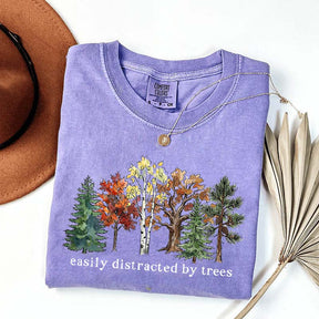 Easily Distracted by Trees Camping Hiking T-Shirt