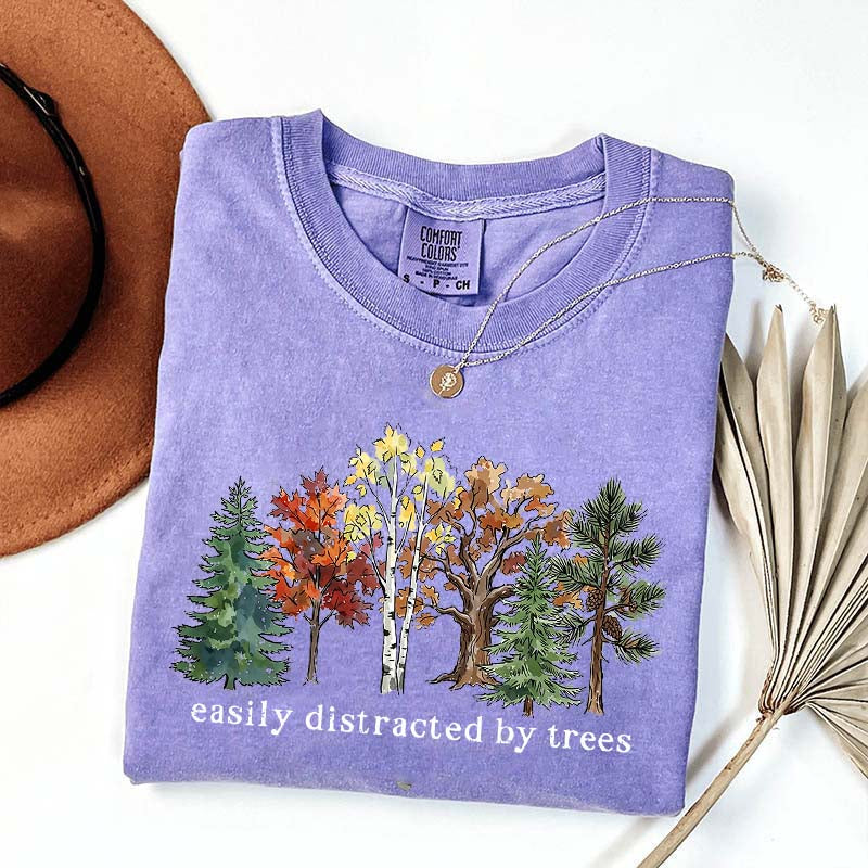 Easily Distracted by Trees Camping Hiking T-Shirt