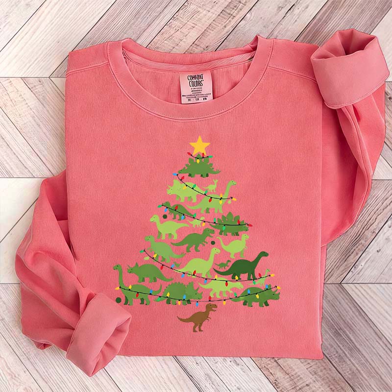 Dinosaur Christmas Tree Xmas Sweatshirt
