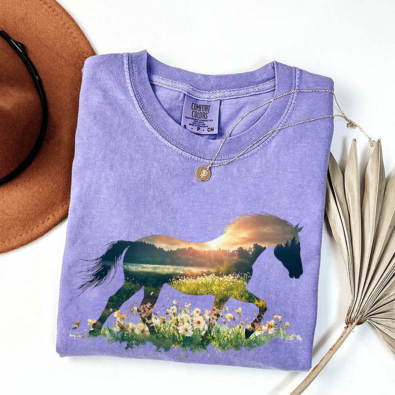 Comfort Colors Floral Horse Lover Cute T-Shirt