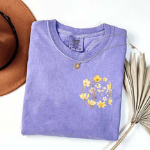 Pocket Pressed Flowers Block Print Floral T-Shirt