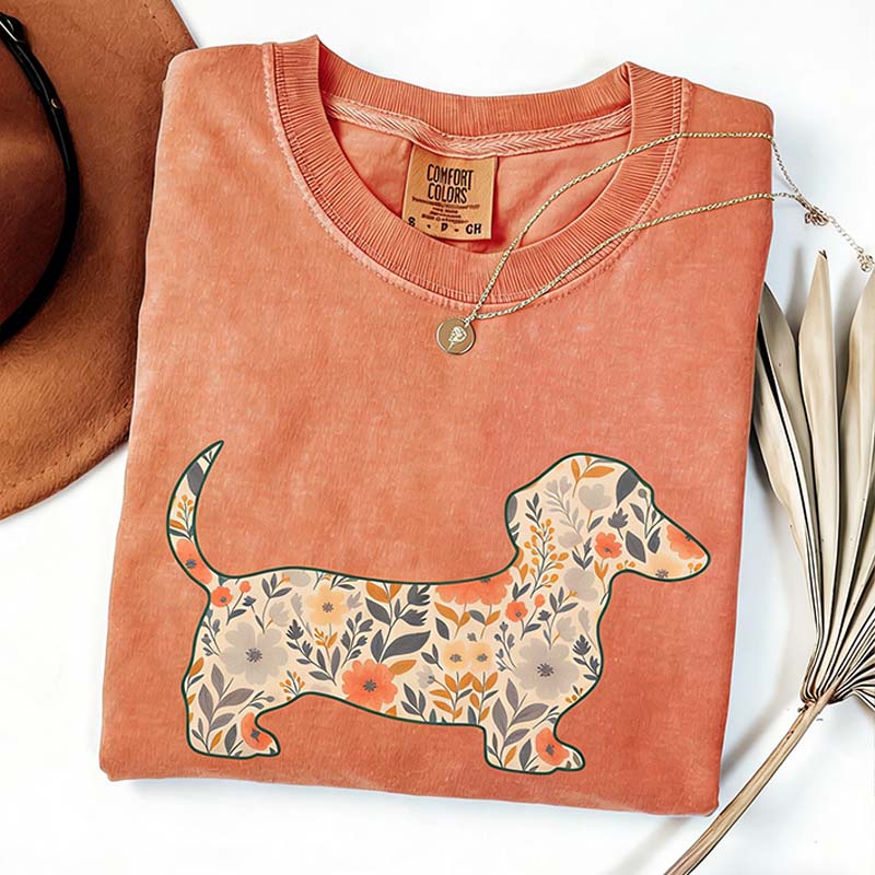 Comfort Colors Floral Dachshund T-Shirt