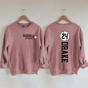 Custom Baseball Name And Number Mom Sweatshirt