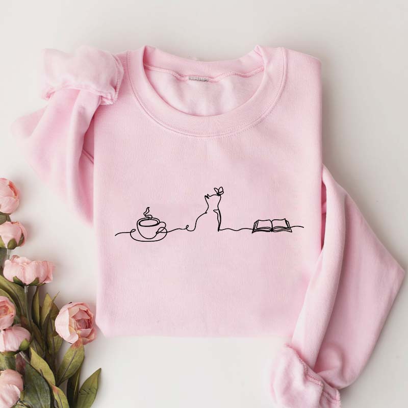 Coffee Cats And Books Lover Bookworm Sweatshirt