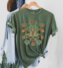 Chemise oiseau art populaire scandinave