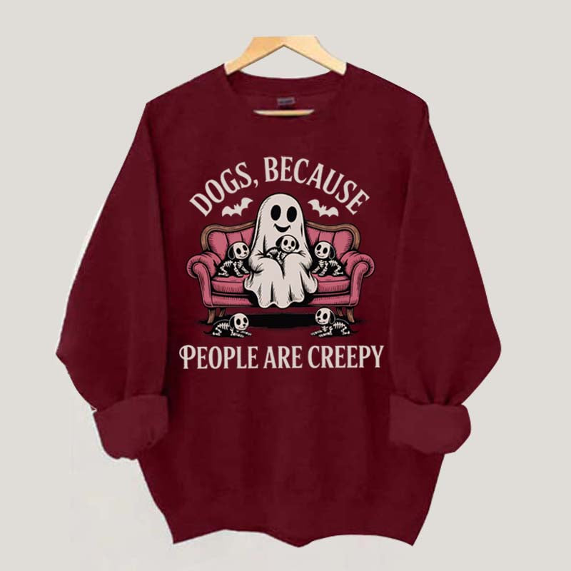 Retro Dogs Because People are Creepy Halloween Sweatshirt