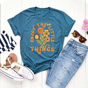 Enjoy The Little Things Orange Flower T-Shirt