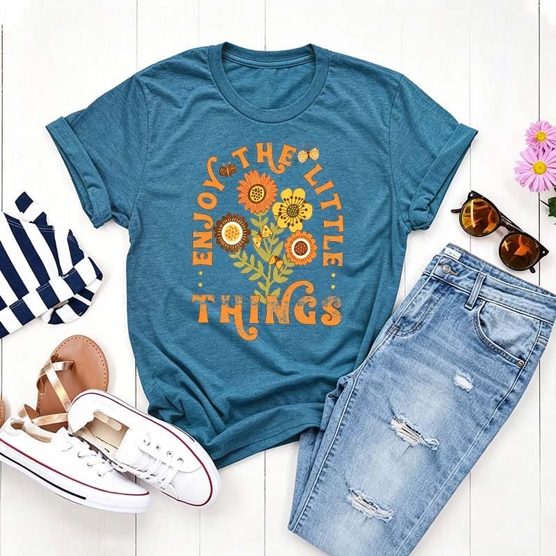 Enjoy The Little Things Orange Flower T-Shirt