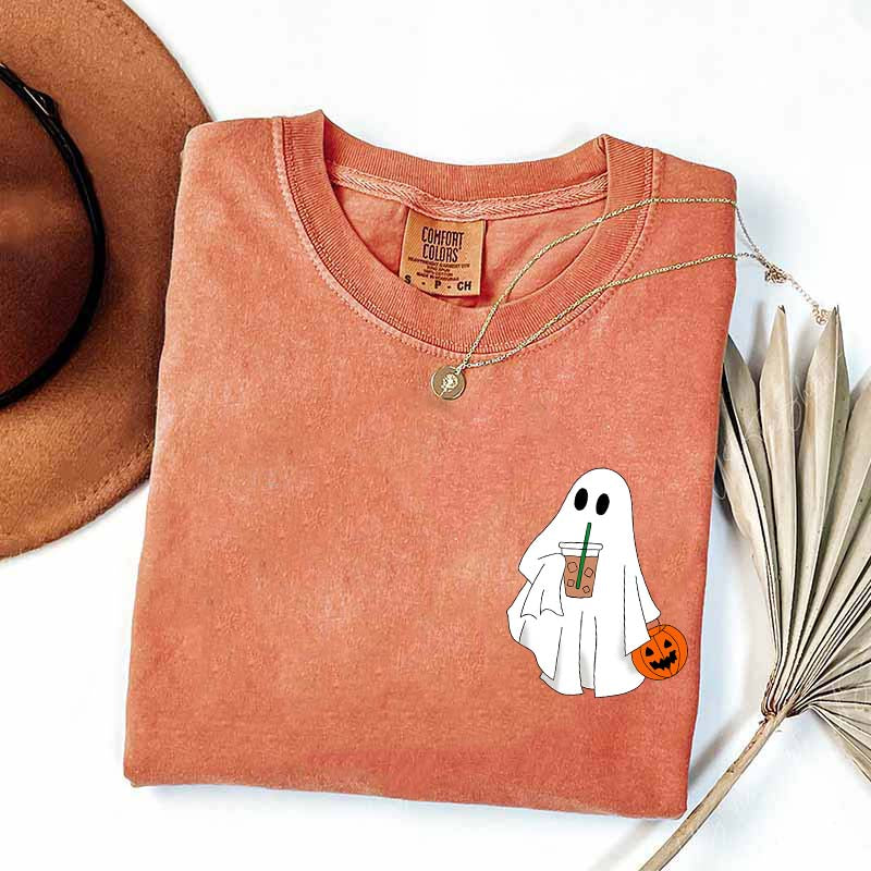 Halloween Ghost Iced Coffee Lover T-Shirt