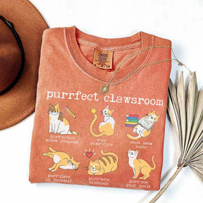 Funny Teacher Cat Book T-Shirt