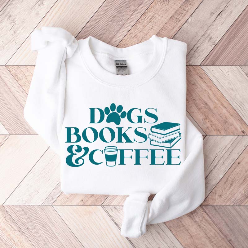 Funny Dogs Books Coffee Sweatshirt