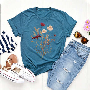 Fall Wildflower Autumn White Floral T-Shirt