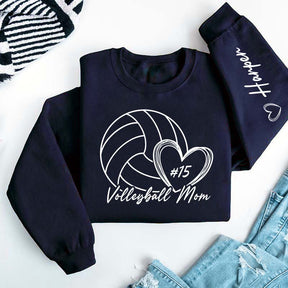 Personalized Volleyball Mom Name On Sleeve Sweatshirt