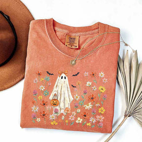 Coquette Floral Ghost Wildflowers Cute T-Shirt